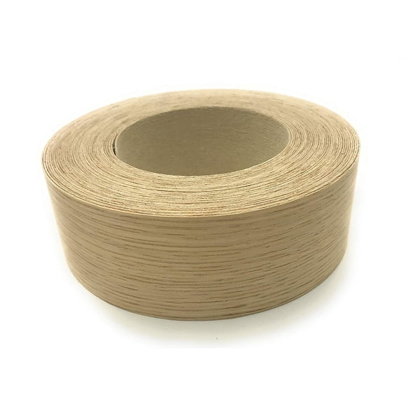 Edge Supply Rollo de roble blanco de 2" x 25', banda de borde de chapa de madera prepegado, plancha con adhesivo termofusible, cinta de madera flexible, lijada a la perfección. Borde de madera de fáci