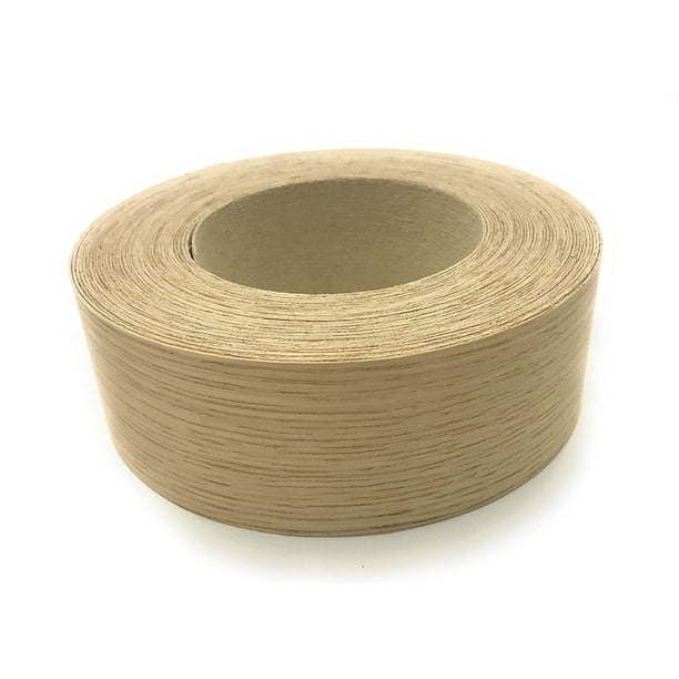Edge Supply Rollo de roble blanco de 2" x 25', banda de borde de chapa de madera prepegado, plancha con adhesivo termofusible, cinta de madera flexible, lijada a la perfección. Borde de madera de fáci