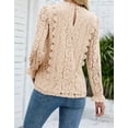thumbnail image 2 of Women Lace Crochet Blouse Tops Casual V Neck Long Sleeve Hollow Elegant T Shirt Cogild, 2 of 5