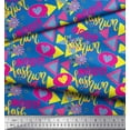 thumbnail image 2 of Soimoi Blue Poly Georgette Fabric Text,Heart & Triangle Geometric Print Fabric by the Yard 42 Inch Wide, 2 of 3