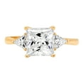 thumbnail image 3 of 2.32 ct Princess Cut Genuine Cultured Diamond VS1-VS2 G-H 18K Yellow Gold Three-Stone Promise Wedding Statement Engagement Designer Ring W/ Crystal side stones size 10.5, 3 of 6