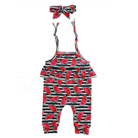 

Emmababy Newborn Romper Sleeveless Sling Watermelon Jumpsuit Headband Outfit 2Pcs