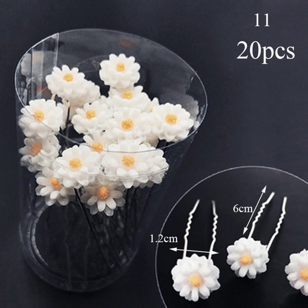 20 piezas horquilla de flores para mujer, horquilla de perlas de cristal para boda, horquilla en forma de U, pasadores, accesorios para el cabello, venta al por mayor Tan Jianjun unisex