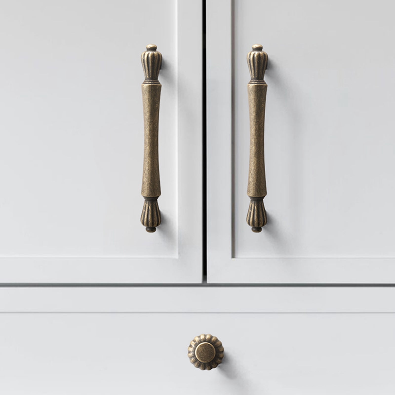 BIBABLYKE Pack Of 4 Antique Brass Cabinet Pull Vintage French Style Handles Multiple Type for Option for Kitchen & Bathroom