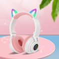 thumbnail image 4 of Auriculares con Sonido Envolvente RGB Cat Ear, Auriculares 5.0 + 3.5mm, Auriculares con Control de para Adultos Y para PC, Jue blanco Hugo Auriculares bluetooth, 4 of 9
