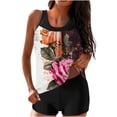 thumbnail image 2 of Nrmvnmi Tankini Swimsuits for Women 2 Piece Bathing Suits Floral Prints Round Neck Swim Tank Top with Boy Shorts Modest Swimwear Mothers Day Gifts, 2 of 6