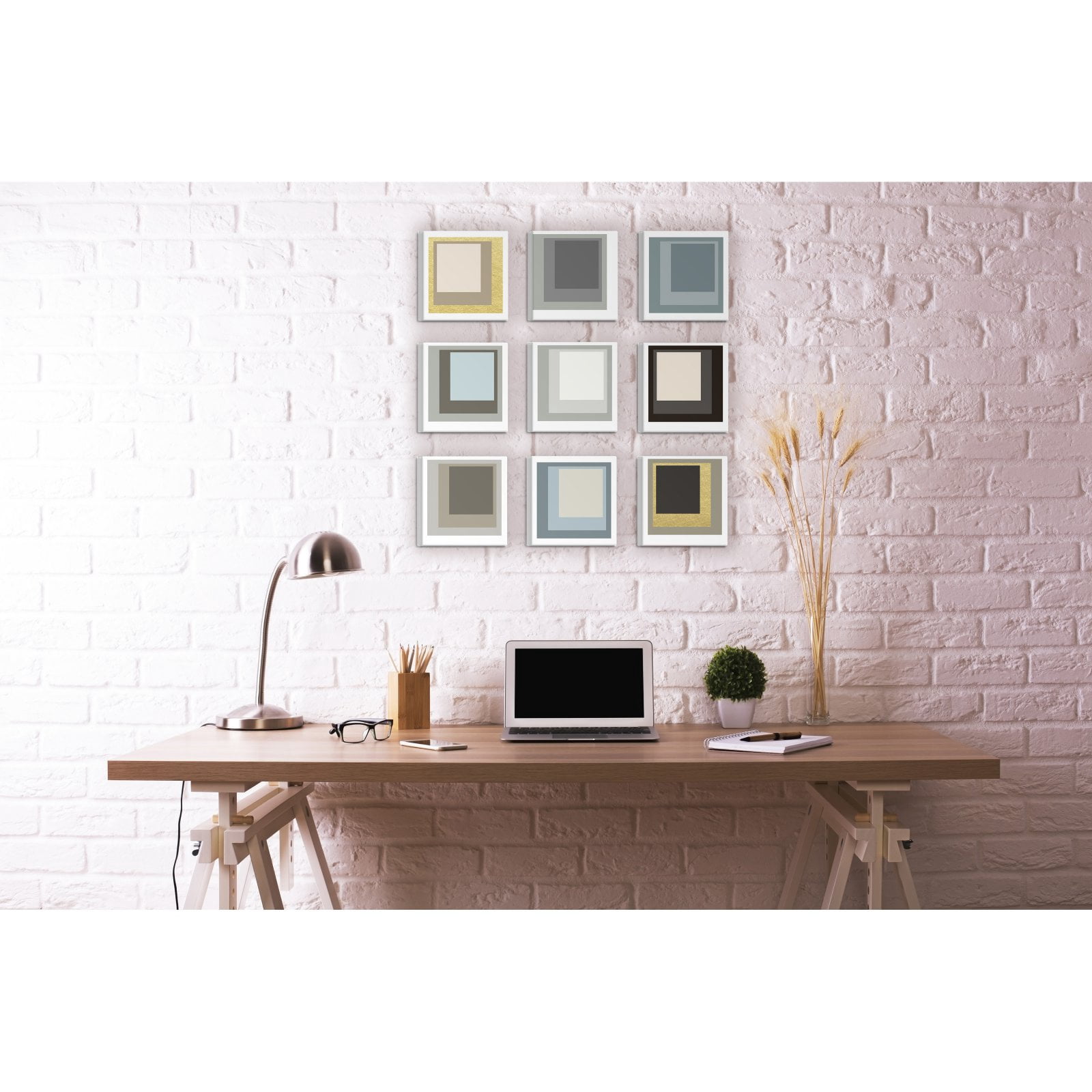 The Stupell Home Decor Collection Bold Modern Squares by In House Art 9 Piece Canvas Wall Art Set