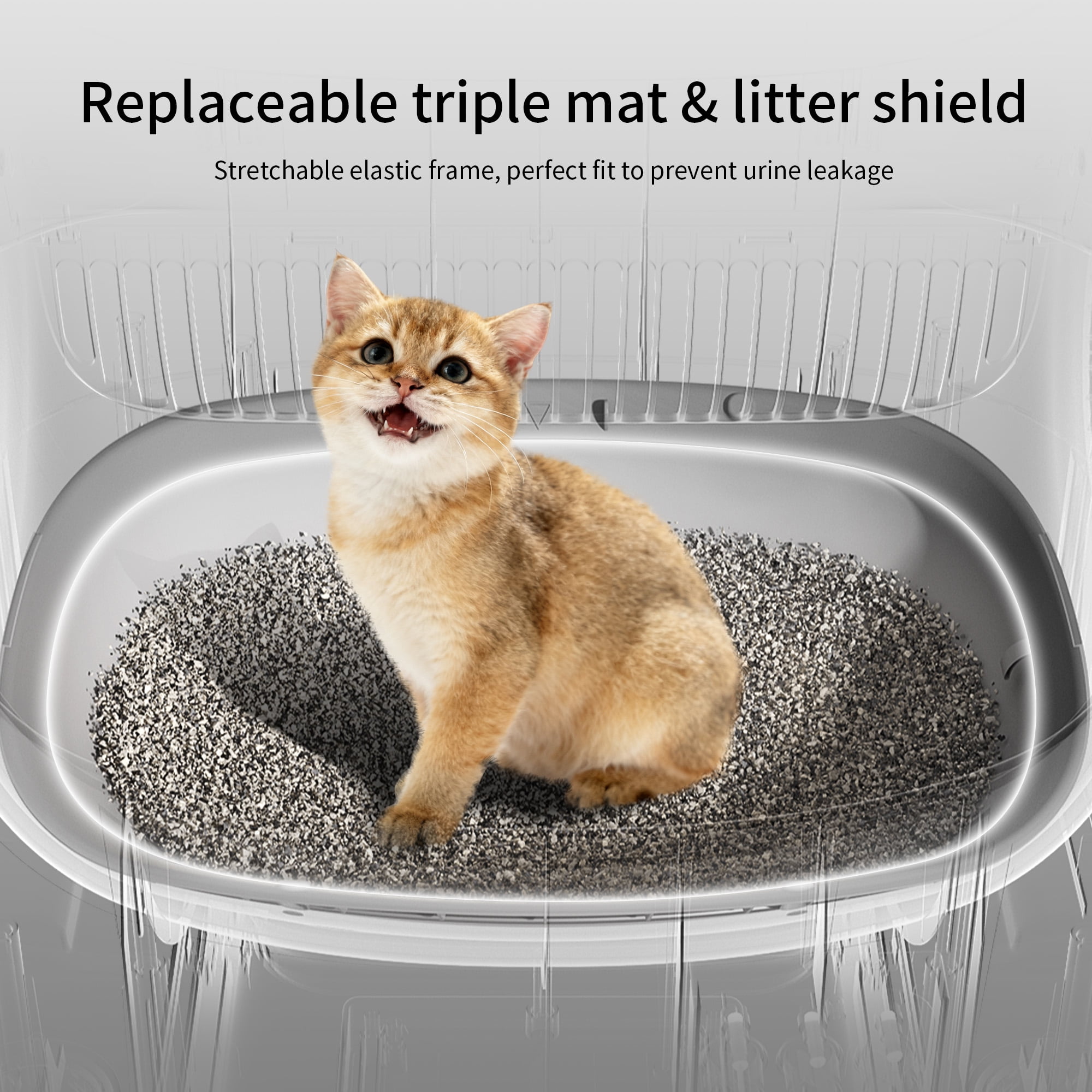OUDOSPRS Automatic Cat Litter Box Self Cleaning, Smart Litter Box for Multiple Cats with 10 Safety Sensor Radars, 100L Electric Cat Box with APP-Control, Odor Control, Quiet Operation, Gray