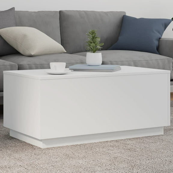 vidaXL Coffee Table White Engineered wood 35.4 x 19.7 x 15.7 in Lights