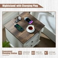 thumbnail image 5 of BOSHIRO Farmhouse Side Table with Charging Station, 2 Drawer Nightstand for Bedroom, Carved Design, Antique White, 5 of 7