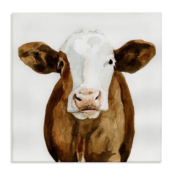 Stupell Industries Rustic Lodge Country Cow Minimal Portrait Canvas Art, 17 x 17, by Victoria Barnes