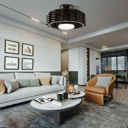 

Wuzstar 22 Bladeless LED Ceiling Fan Chandelier Modern Flush Mount Ceiling Fan Light Reverisble with Remote Control