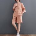 thumbnail image 6 of Giftesty Two Piece Outfits Women,Women's Casual Solid Color Cotton Linen Wide Leg Pants Two Piece Suit, 6 of 9