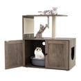 thumbnail image 1 of Gymax 34.5'' Tall Wooden Cat Tower w/ Sisal Scratching Post & Mat Litter Box Enclosure, 1 of 10