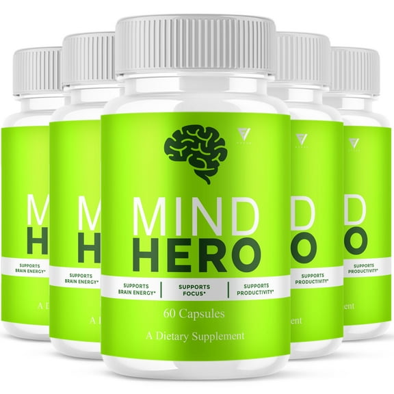 (5 Pack) Mind Hero Brain and Memory Supplement, MindHero Advanced Memory Support and Daily Focus (300 Capsules)