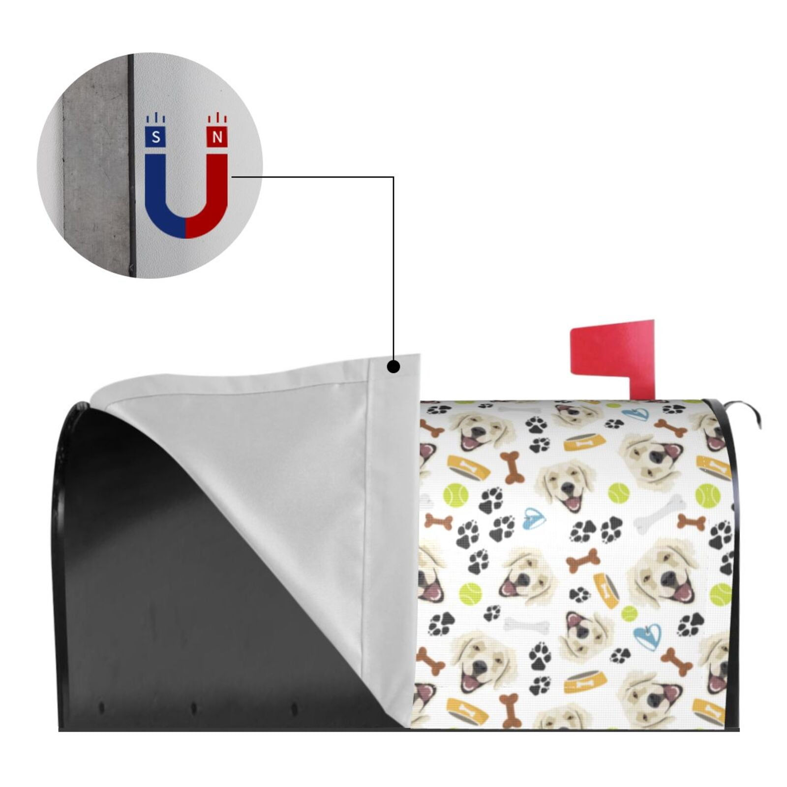 Xecao Labrador Retriever Dog for Mailbox Cover with Magnetic Strips, Waterproof and Sunscreen, Adds a Decorative Touch to Your Garden Yard.