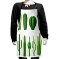 thumbnail image 1 of Cactus Kids Apron, Print Cartoon Style Image Hot Mexican Desert Plant Cactus Types with Spikes Image Art, Boys Girls Apron Bib with Adjustable Ties for Cooking Baking Painting, Green, by Ambesonne, 1 of 2