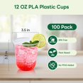 thumbnail image 3 of 12oz-clear Compostable Plastic Cold Cups 100 Pack Plant-based Biodegradable BPA Free, 3 of 8