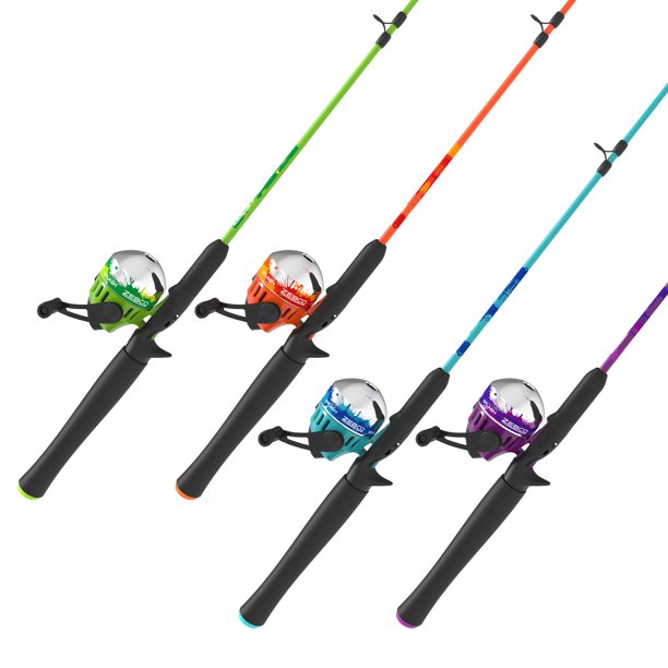 Zebco Splash Spincast Fishing Rod and Reel Combo Bright Colored 4 Piece
