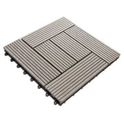 FlooringInc Helios Outdoor 6 Slat Interlocking Deck Tiles, 12x12, 11 Tiles (11 Sqft), Grey