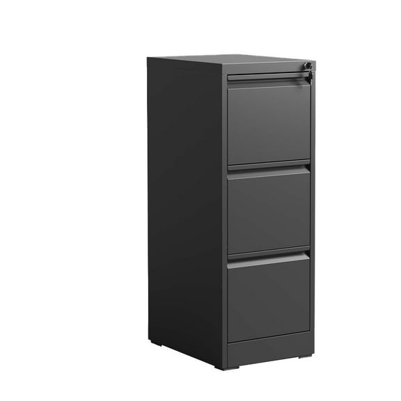 Huisuilinss Vertical 3 Drawer File Cabinet with Key Lock, 3 Fully Expandable Drawer Anti Tilt Design Heavy Duty Metal Filing Cabinets For Home Office A4, Letter