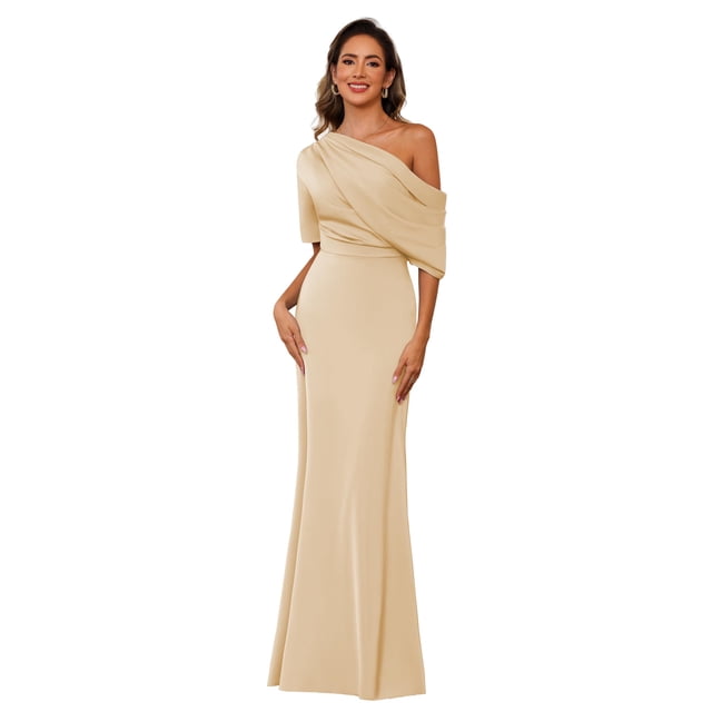 Vestido Mother of The Bride BITALY Satin Champagne 18W