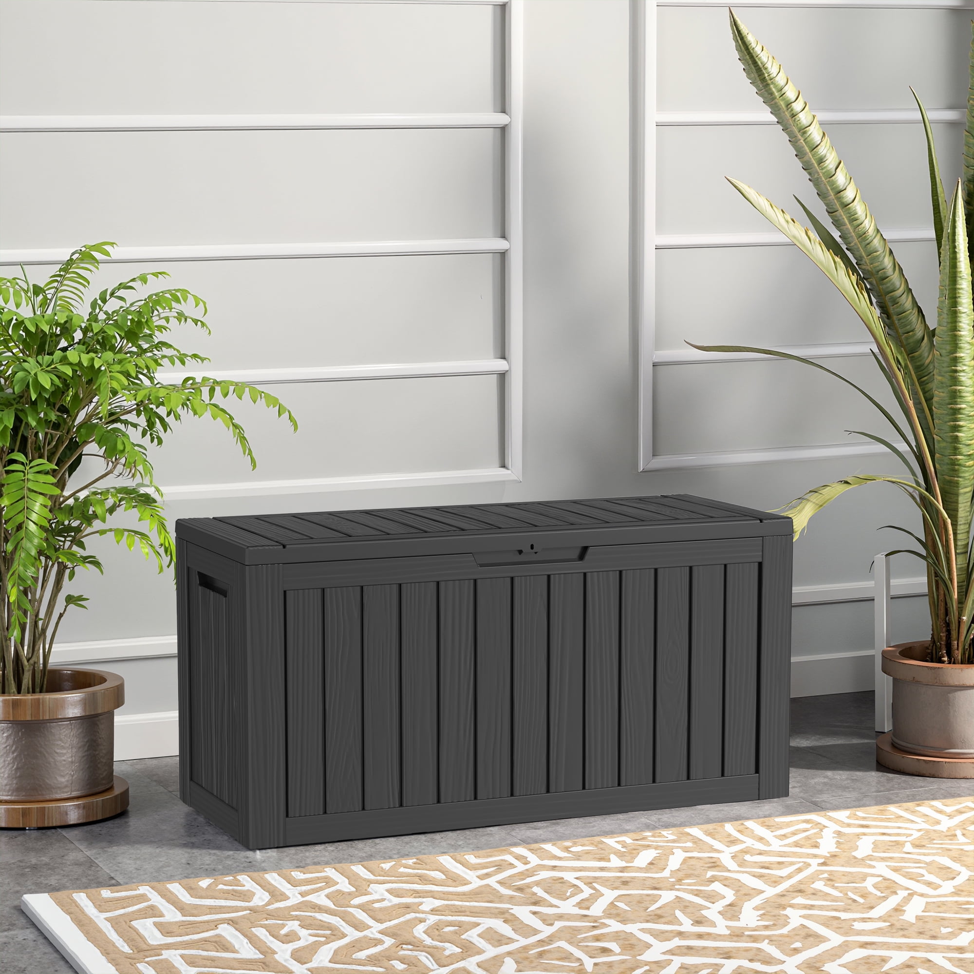 MAYEERTY 80 Gallon Outdoor Deck Box, Large Capacity Storage Box for Patio Furniture Cushions, Pillow Outdoor Indoor, Black