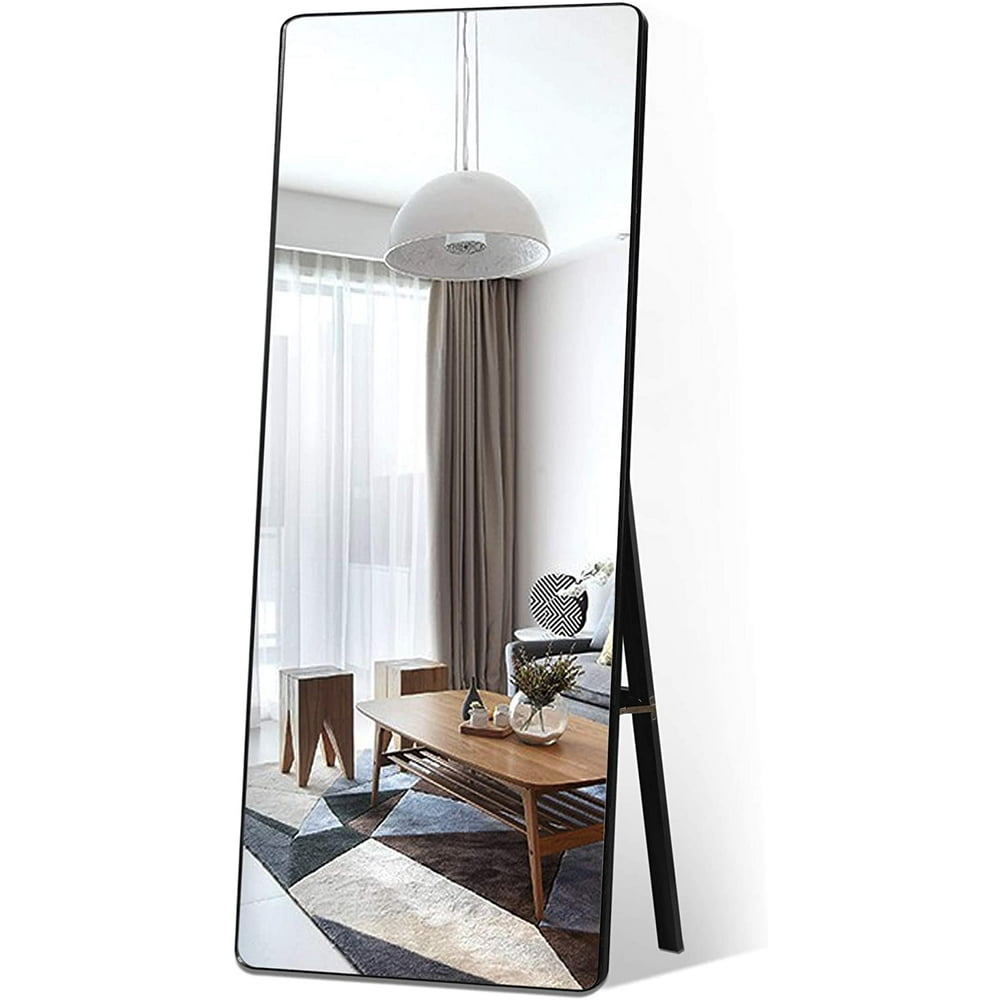 Neutype Full Length Mirror, Modern Bedroom Floor Mirror, Sleek Round Corner Design Standing or