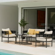 Grand Patio Woven Wicker 5-Piece Outdoor Conversation Set