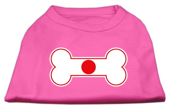 Bone Shaped Japan Flag Screen Print Shirts Bright Pink XS (8) by Mirage