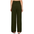 thumbnail image 4 of Womens Casual Wide Leg Corduroy Pants High Waisted Up Down Straight Dress Pant Long Trousers Palazzo Pants Pockets Army Green, 4 of 8