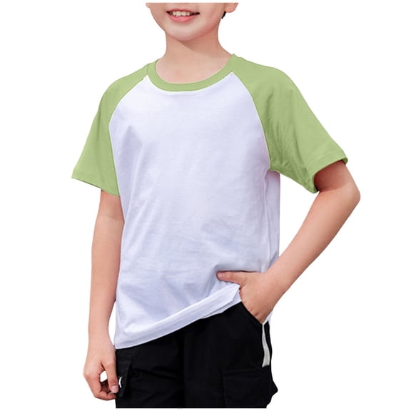 Mnyotv Short Sleeve Summer Tops for Boy Patchwork Crewneck Athletic T Shirts Casual Basic Running Tshirts Top Size 4-5 Years