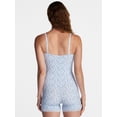 thumbnail image 3 of No Boundaries Fit Stretch Lace Trim Scoop Neck Romper, Women's XS-XXXL, 3 of 5