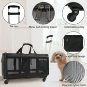 ELEGX Double-Compartment Pet Rolling Carrier with Wheels for 2 Pets,for Up to 35 LBS,Cat Rolling Carrier for 2 Cats,Super Ventilated Design,Ideal for Traveling/Hiking /Camping