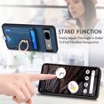 thumbnail image 6 of Allytech for Google Pixel 7A 2 in 1 Detachable Wallet Case, Retro PU Leather Ring Kickstand Card Slots Case for Women Men, Strong Magnetic Shockproof Slim Case for Google Pixel 7A - Blue, 6 of 10