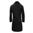 thumbnail image 4 of Women's Notch Lapel Double Breasted Wool Blend Mid Long Pea Trench Coat Black 2XL, 4 of 5