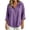 Purple-02, variant on Women's Hooded Half-Button-Down Top with 3/4 Sleeves Casual Drawstring Hood Blouse and Rounded Hem Shirts