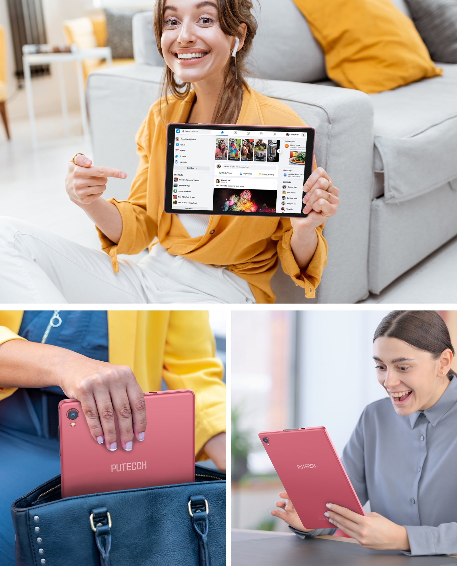 PUTECCH Tablet 10 inch, Android 14 Tablet, 32GB ROM 1TB Expand