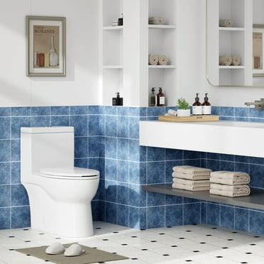 One-Piece Toilet,Dual Flush Elongated Toilet with Soft Close Seat, High-Efficiency Supply, White
