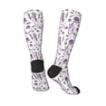 thumbnail image 4 of Daiia Sports Socks Lavender Flowers Printed Novelty Crew Socks for Men Women Knee High Socks Cotton Socks Soft & Breathable Support Unisex Socks, 4 of 9