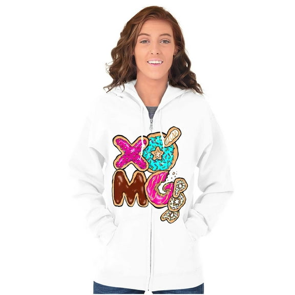 XOMG POP Cookie Crunch Band Logo Women Plus Size Zipper Hoodie Brisco Brands 2X