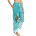 thumbnail image 3 of Cauagu Tranquil Ocean Canoe Journey Pajama Pants for Women Loose Fit Wide Leg Trouser Pants Casual Elastic Waist Drawstring Lounge Pants, 3 of 6