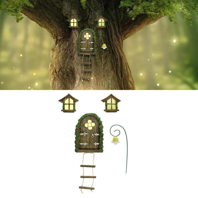 Puerta y ventanas de hadas perfecl miniatura de resina
