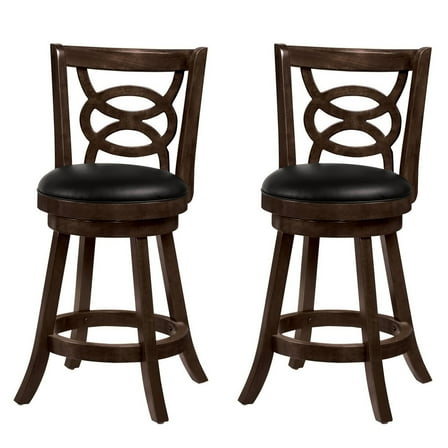 Benjara Comfortable Counter Height Stool Upholstered Seat, Black And Brown, Set of 2