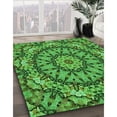thumbnail image 3 of Ahgly Company Machine Washable Indoor Square Transitional Neon Green Area Rugs, 3' Square, 3 of 7