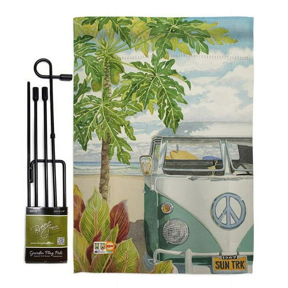 Breeze Decor BD-SU-GS-106001-IP-BO-D-US15-SB 13 x 18.5 in. Hula Girl Summer Fun in the Sun Impressions Decorative Vertical Double Sided Garden Flag Set with Banner Pole - Evelyn Jenkins Drew