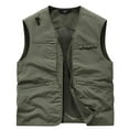 thumbnail image 6 of VBTAPA Men's Lightweight Vest Sleeveless Cargo Work Jacket Outdoor Travel Hiking Running Outerwear Vests with Zip Pockets Army Green XXXL, 6 of 7