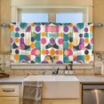 thumbnail image 2 of Yayeee Kitchen Curtains Tier Set of 2 Light Filtering 57"x24" Over Sink Window Panels, Green Geometric, 2 of 7