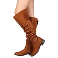 thumbnail image 1 of Women Faux Suede Slouchy Buckled Riding Knee High Boots 18438, 1 of 3