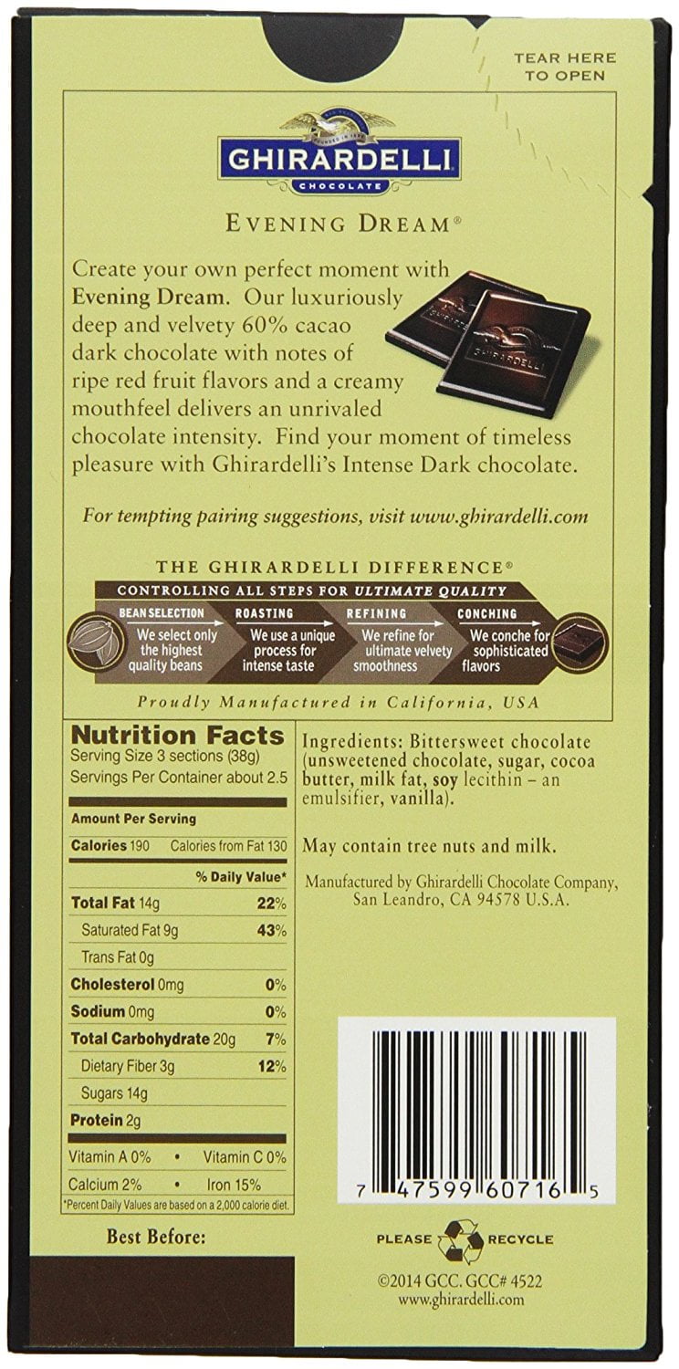 Ghirardelli 86 Dark Chocolate Squares Nutrition Nutrition Pics Ghirardelli 86 Dark Chocolate Squares Nutrition Nutrition Pics